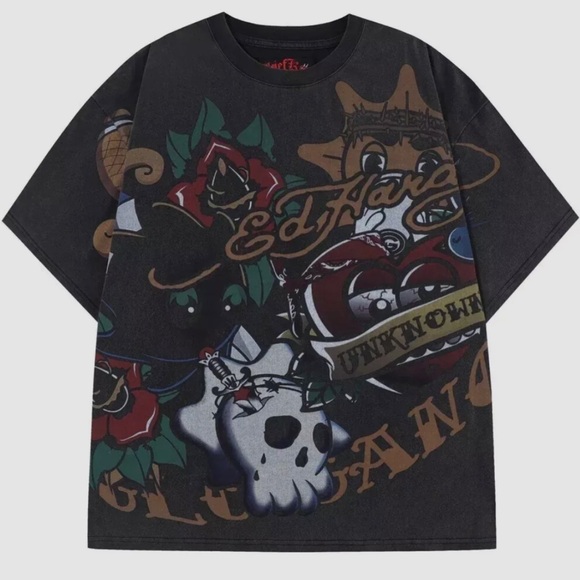 Ed Hardy × Glo Gang rare ED HARDY CHIEF KEEF GLO GANG UNKNOWN men’s t shirt M - Picture 1 of 9